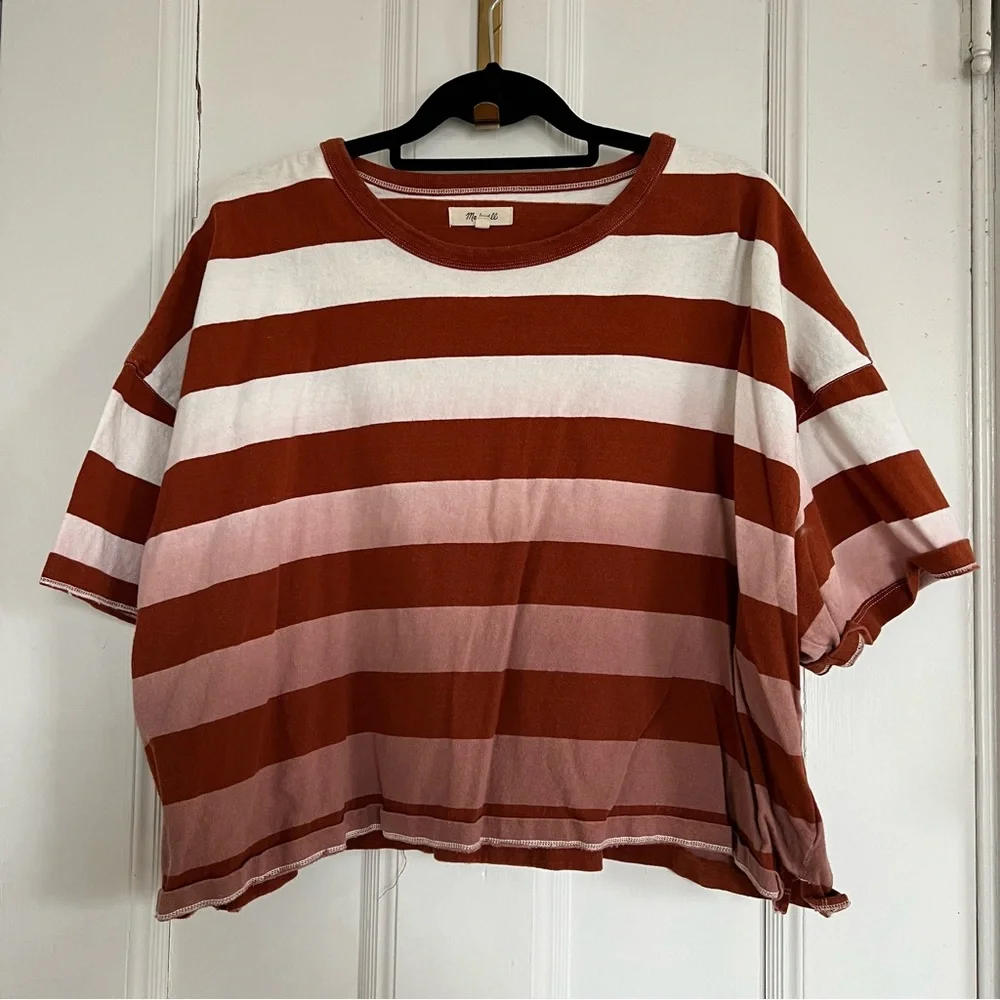 Madewell Cropped Stripped Shirt - Picture 1 of 4